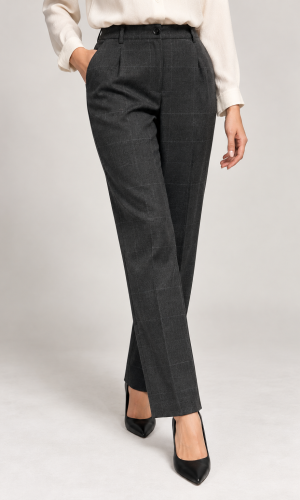 Pantalon long taille moyenne carreaux deux poches francaises