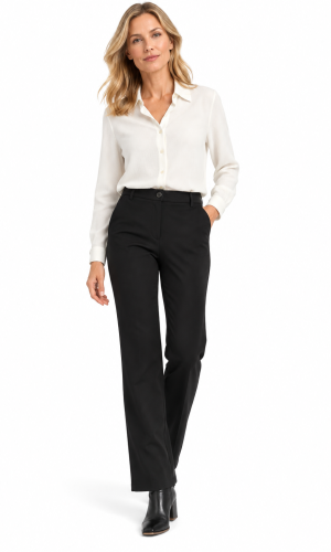 Pantalon Long Taille Moyenne Skinny Broderie Poche