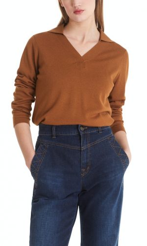 Pull Col Polo V Manches Longues Uni