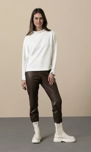 Sweat Col Montant Manches Longues Nid D'abeille Uni
