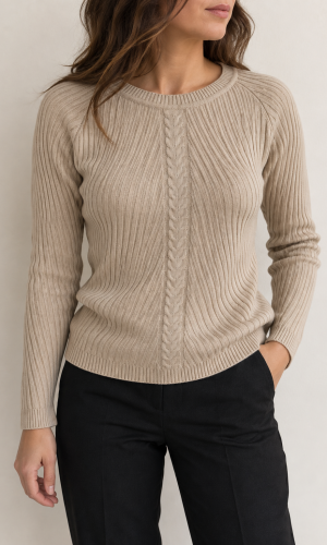 Pull col rond manches longues torssade uni