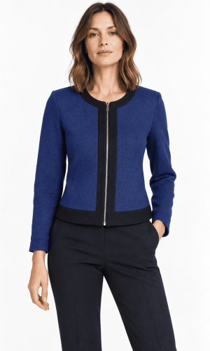 Veste col rond manches longues zippée bicolores