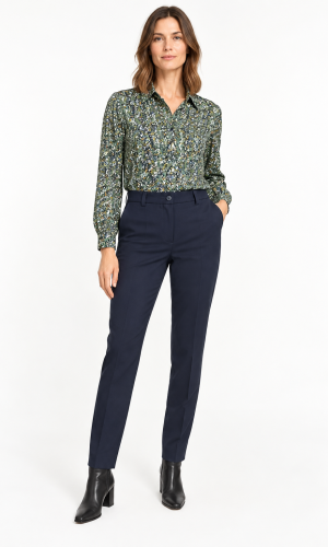 Pantalon Long Taille Moyenne Slim Uni