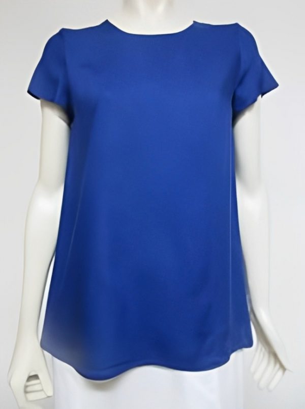Blouse col rond manches courtes uni – Image 2