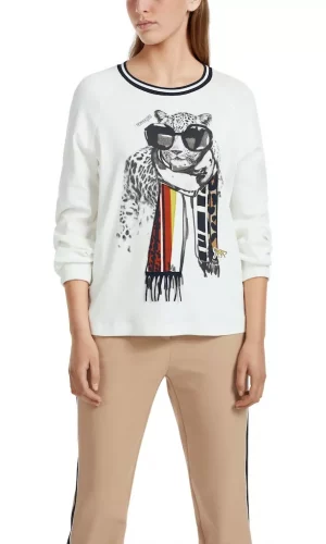 Tee Shirt Col Rond Manches Longues Motif Placé
