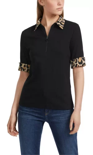 Polo Col Zip Manches Coudes Détails Imprimés