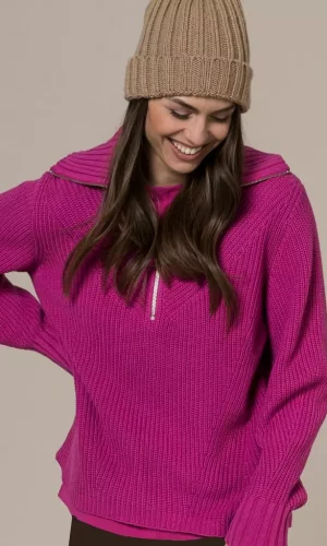 Pull Col Camioneur Zippé Manches Longues Oversized Uni