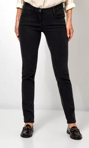 Pantalon Long Taille Moyenne Cinq Poches Strass Skinny Uni
