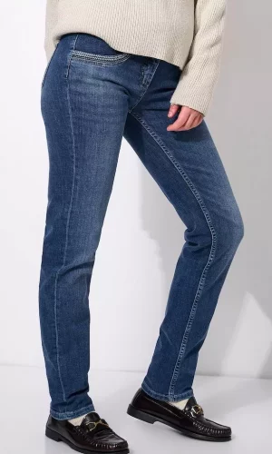Pantalon Long Taille Moyenne Cinq Poches Skinny Lavé