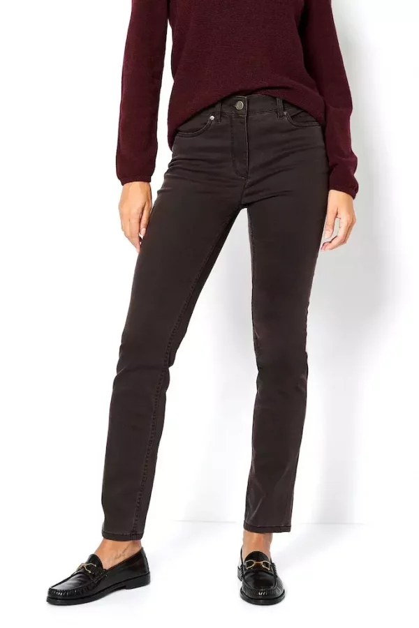 Pantalon Long Taille Moyenne Cinq Poches Slim Uni