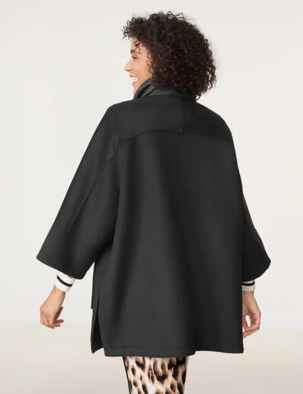 Manteau Mi Long Oversized Col Montant Cordons Manches Longues Deux Poches Zippé Uni – Image 3