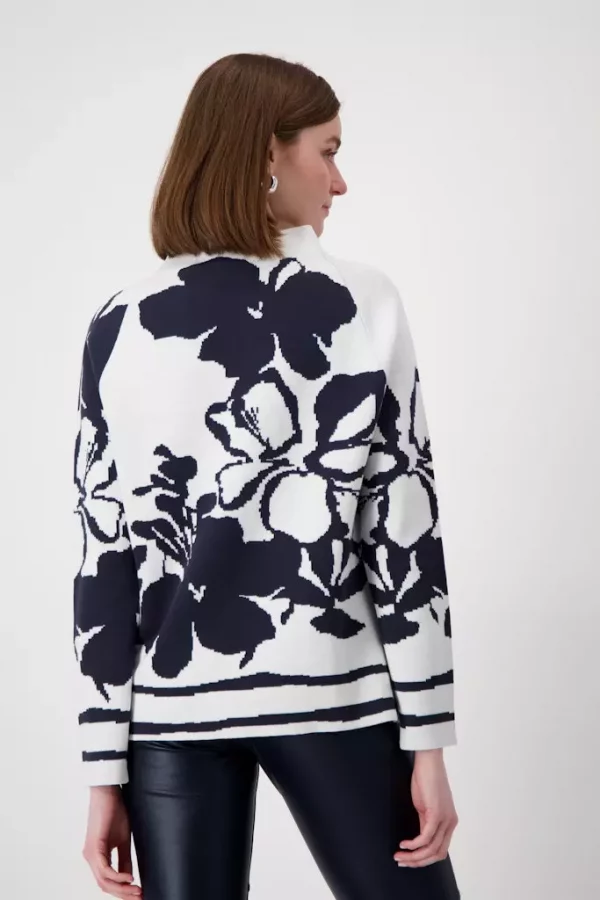 Pull Col Camionneur Zippé Manches Longues Imprimé Floral – Image 3