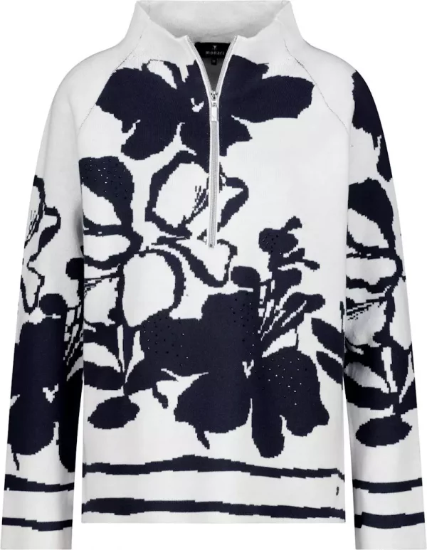 Pull Col Camionneur Zippé Manches Longues Imprimé Floral – Image 6