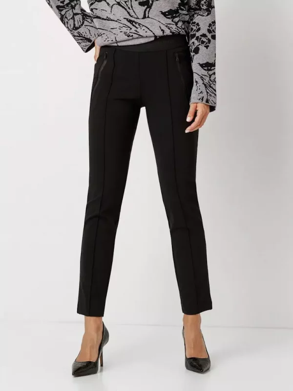 Pantalon Long Taille Moyenne élastique Slim Deux Poches Zippées