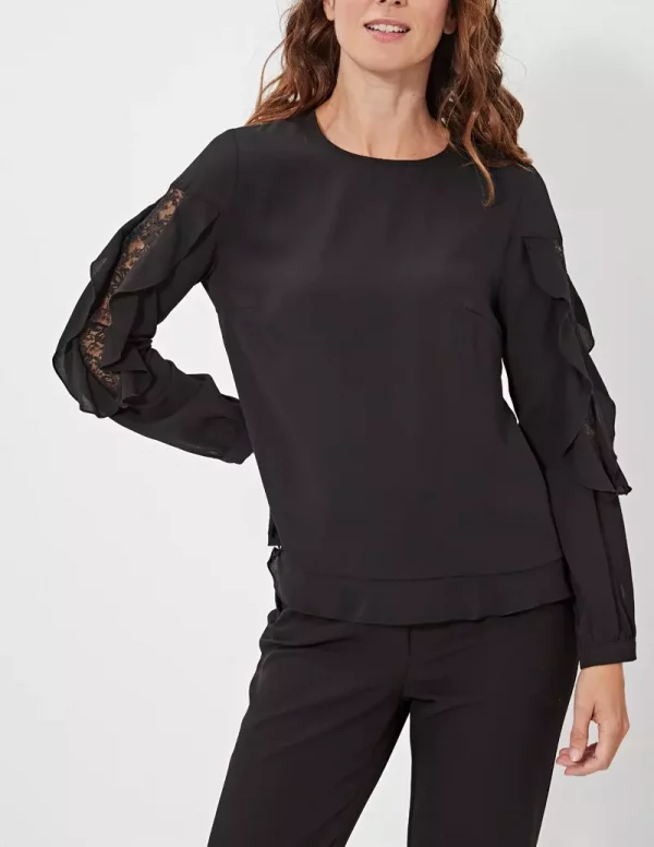 Blouse col rond manches longues fantasie