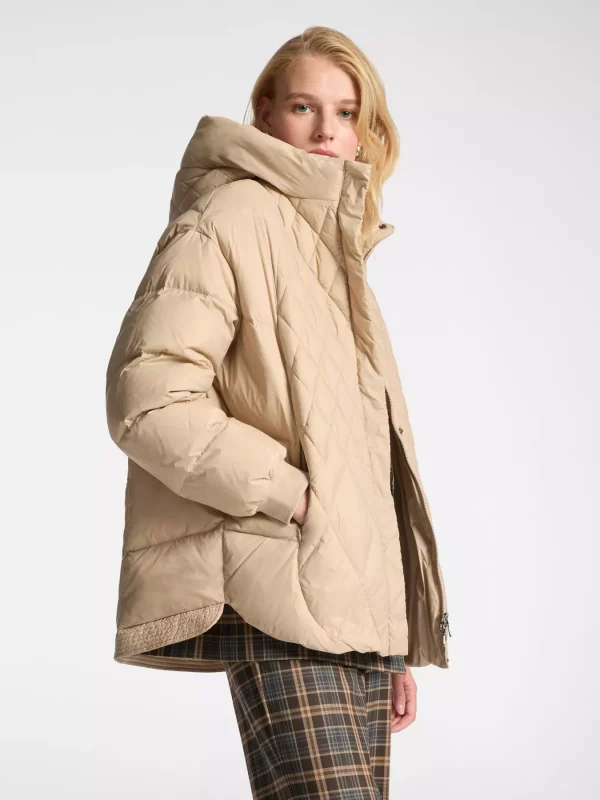 Parka Mi Longue Manches Longues à Capuche Zippée Et Pressions Deux Poches Oversized Unie – Image 2