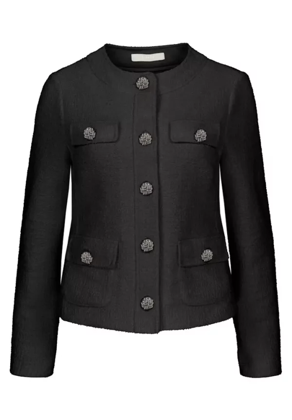 Veste Courte Boutonnée Manches Longues Quatres Poches Unie – Image 6