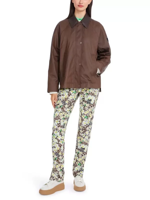 Veste Zippée Pressions Détails Côté Unie Bas De Manches  Léopard
