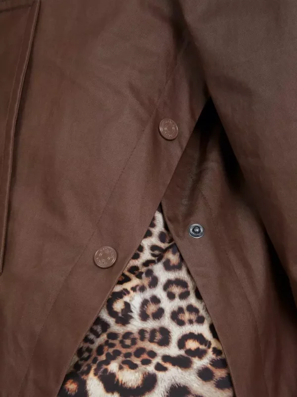 Veste Zippée Pressions Détails Côté Unie Bas De Manches  Léopard – Image 3