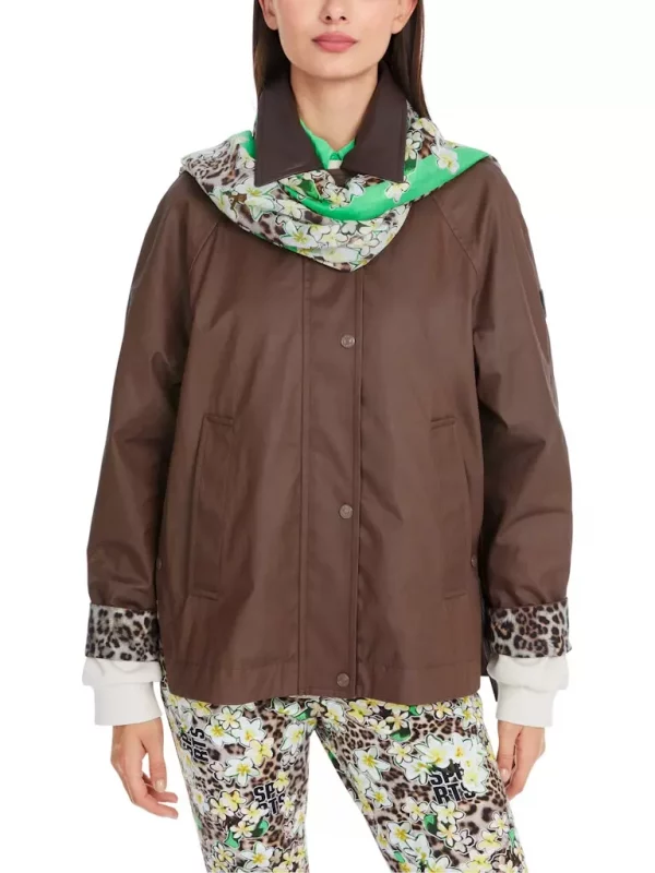 Veste Zippée Pressions Détails Côté Unie Bas De Manches  Léopard – Image 6