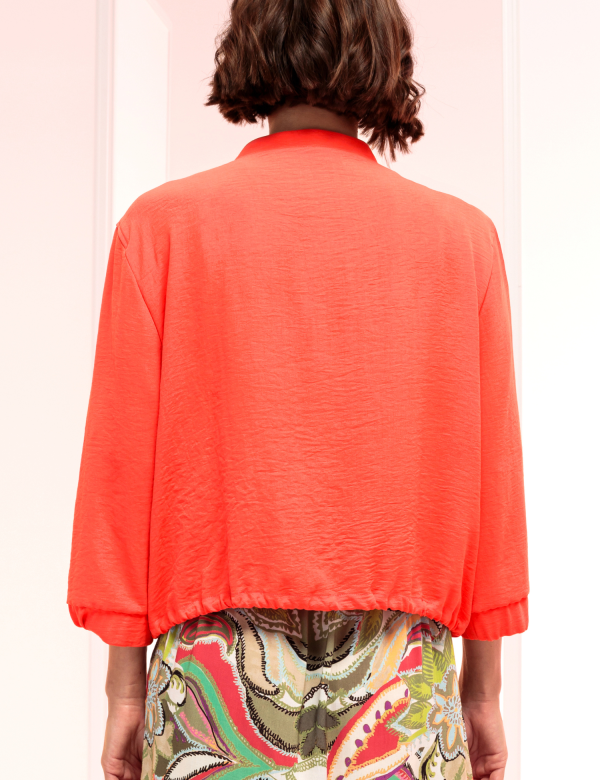 Blouson Zippé Manches Trois-quarts Uni – Image 2