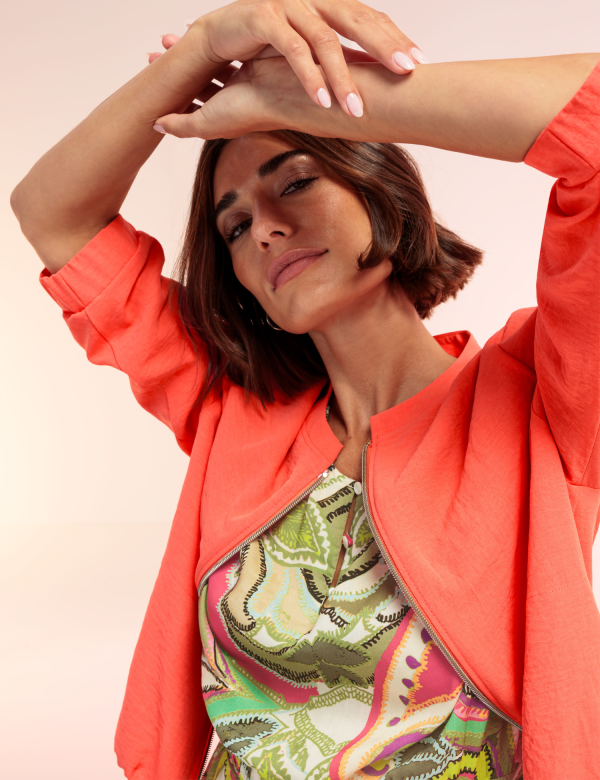 Blouson Zippé Manches Trois-quarts Uni – Image 3