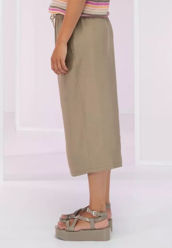 Jupe Midi Taille Moyenne élastique Deux Poches Unie – Image 3