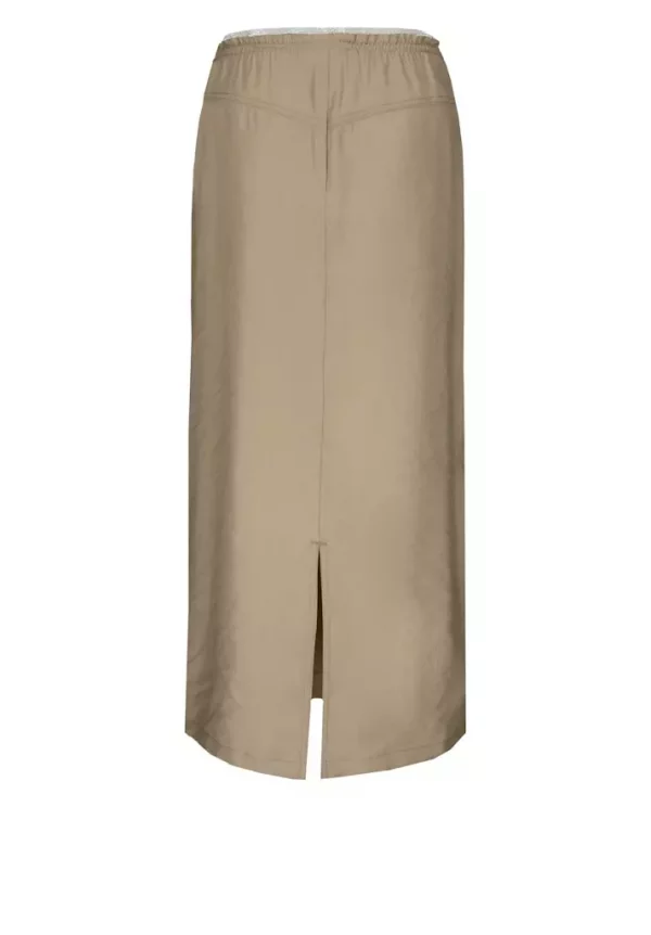 Jupe Midi Taille Moyenne élastique Deux Poches Unie – Image 5