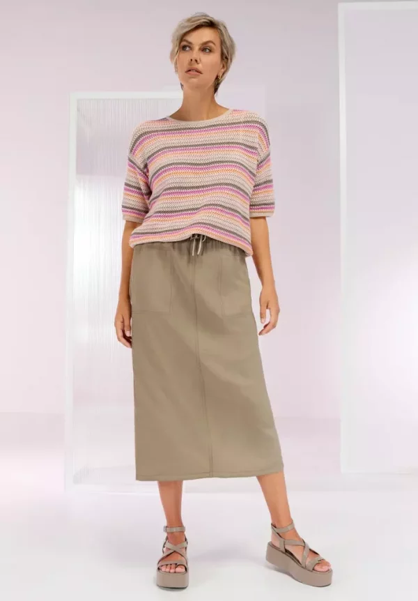 Jupe Midi Taille Moyenne élastique Deux Poches Unie
