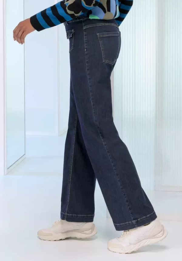 Pantalon Long Taille Moyenne Deux Poches Droit Uni Jean – Image 3