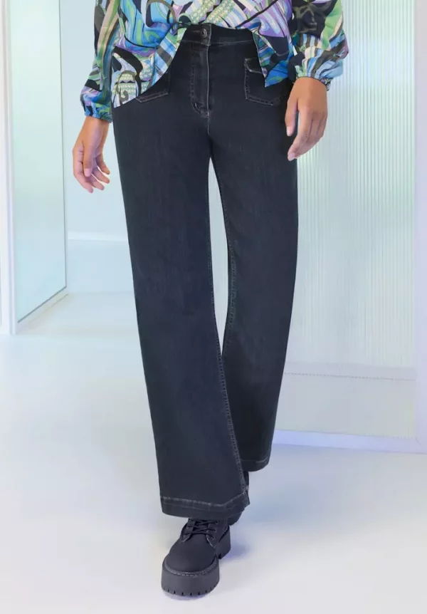 Pantalon Long Taille Moyenne Deux Poches Droit Uni Jean