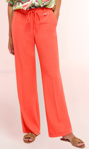 Pantalon Long Taille Moyenne élastique Fluide Cordon Uni