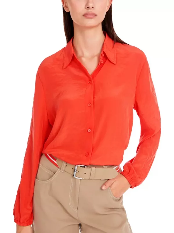 Chemise Manches Longues élastiquée Unie Dos Plus Long