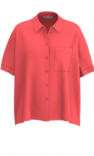 Chemise Manches Courtes Poche Plaquée Oversized Unie