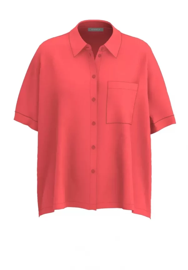 Chemise Manches Courtes Poche Plaquée Oversized Unie