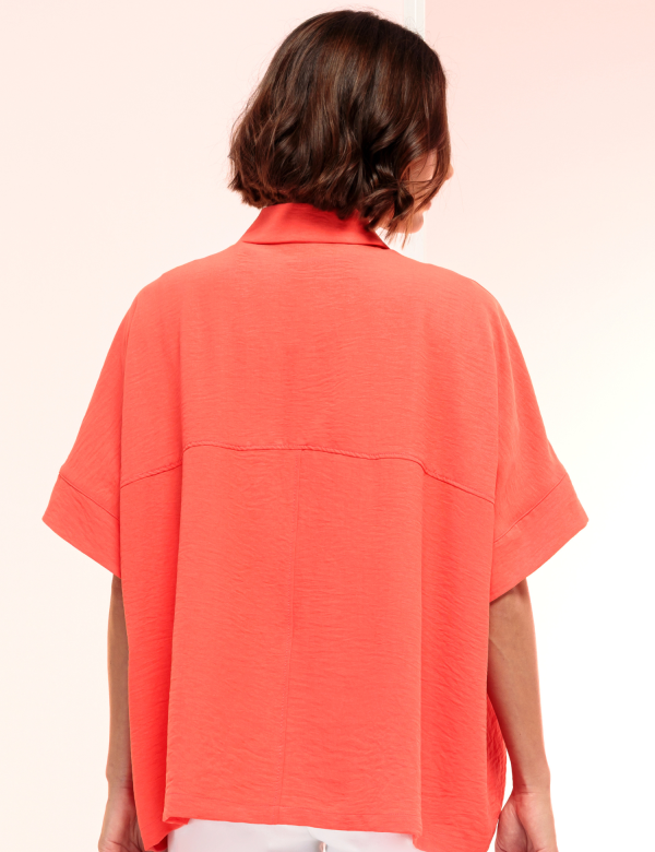Chemise Manches Courtes Poche Plaquée Oversized Unie – Image 2