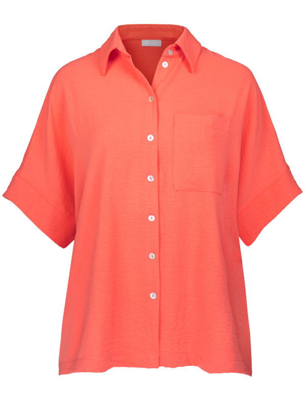 Chemise Manches Courtes Poche Plaquée Oversized Unie – Image 4