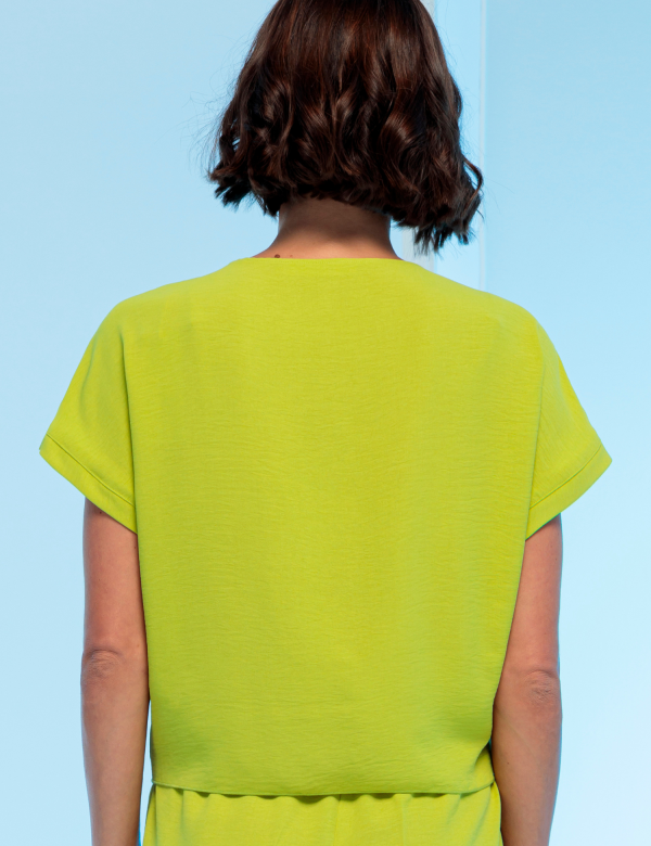 Chemise Manches Courtes Nœud Bas Unie – Image 2