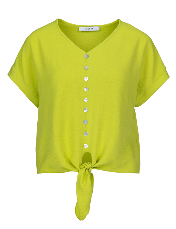 Chemise Manches Courtes Nœud Bas Unie – Image 4