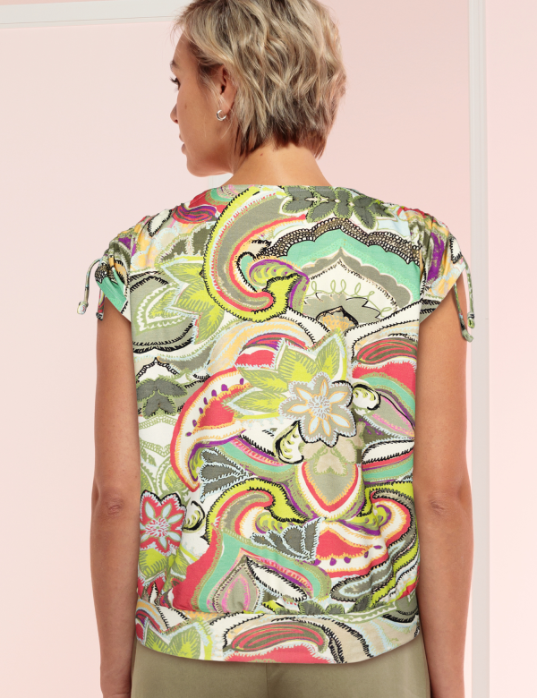 Blouse Col V Manches Courtes Imprimée – Image 2