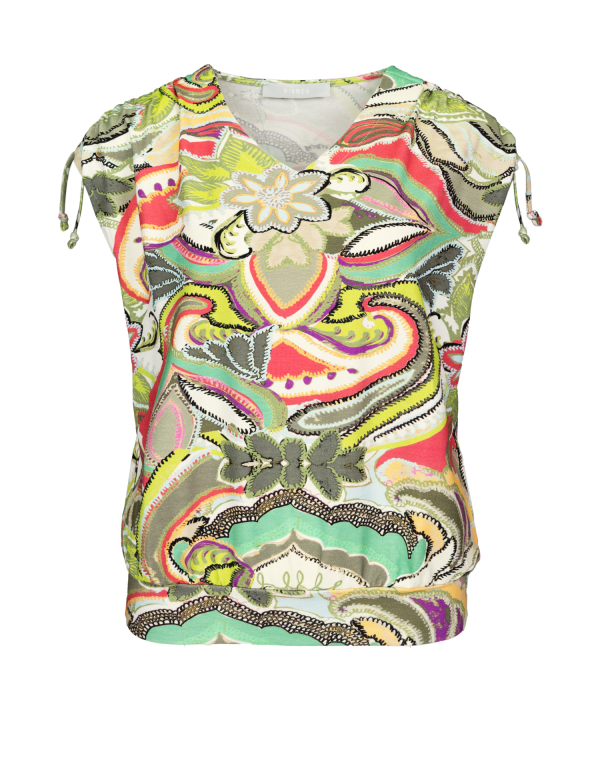 Blouse Col V Manches Courtes Imprimée – Image 4