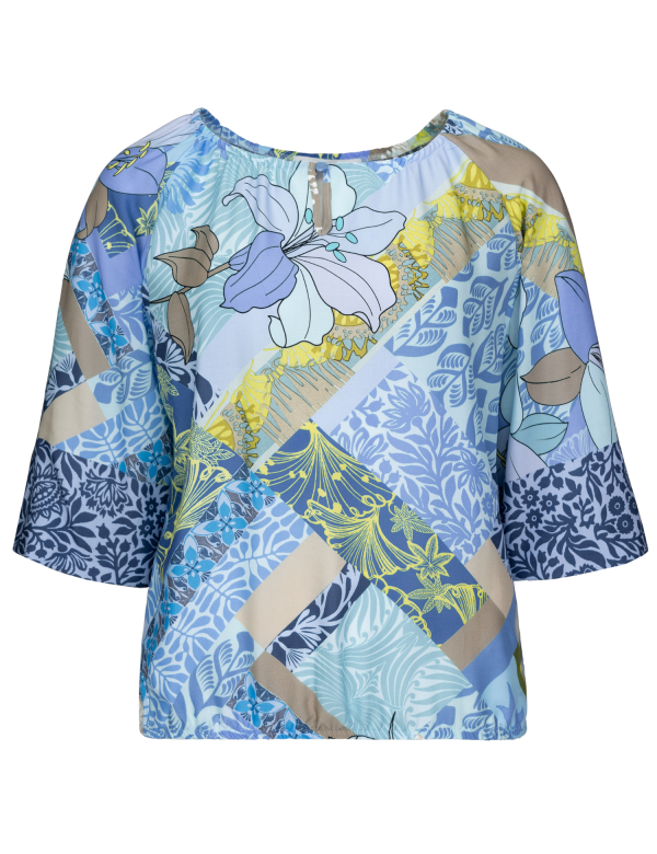 Blouse Col V Manches Trois-quarts élastique Bas Imprimée – Image 4