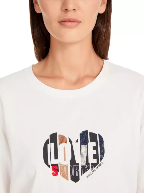 Tee Shirt Col Rond Manches Courtes Oversized Motif Placé – Image 4