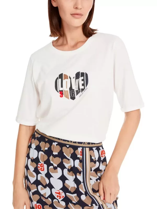 Tee Shirt Col Rond Manches Courtes Oversized Motif Placé