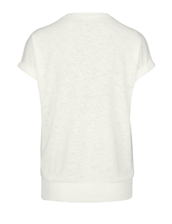 Tee Shirt Col Rond Manches Courtes Motif Placé Bas Bande – Image 2