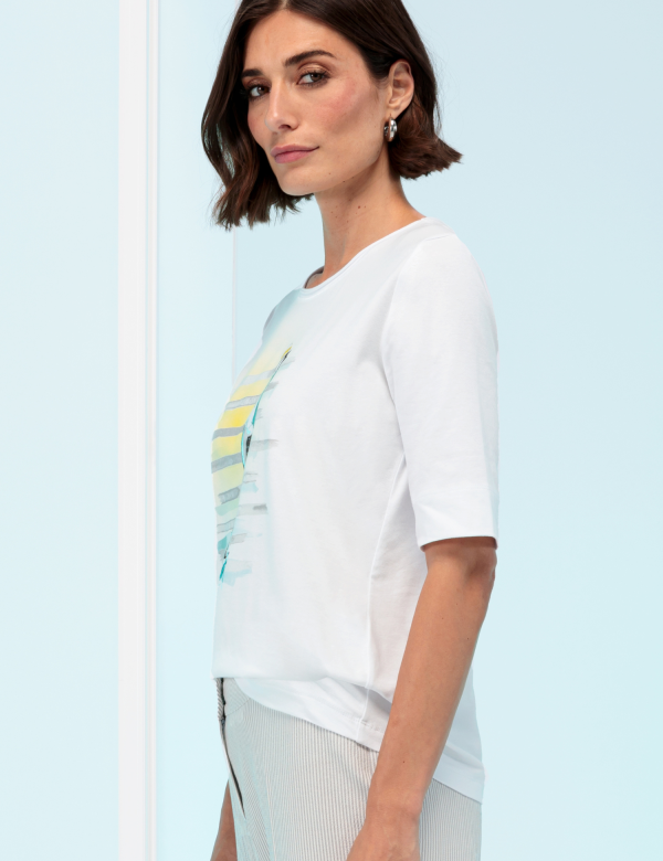 Tee Shirt Col Rond Manches Courtes Motif Placé – Image 3