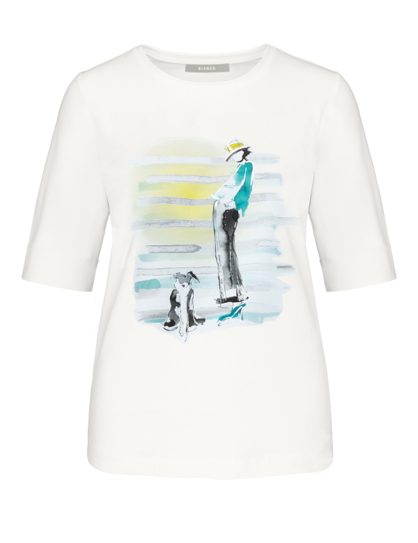 Tee Shirt Col Rond Manches Courtes Motif Placé – Image 4