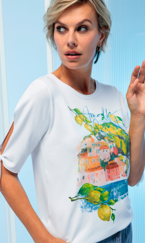 Tee Shirt Col Rond Manches Courtes Motif Placé