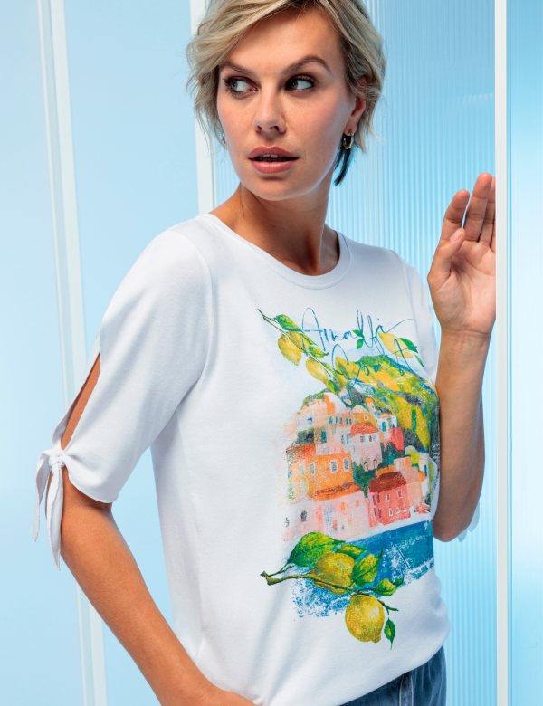 Tee Shirt Col Rond Manches Courtes Motif Placé