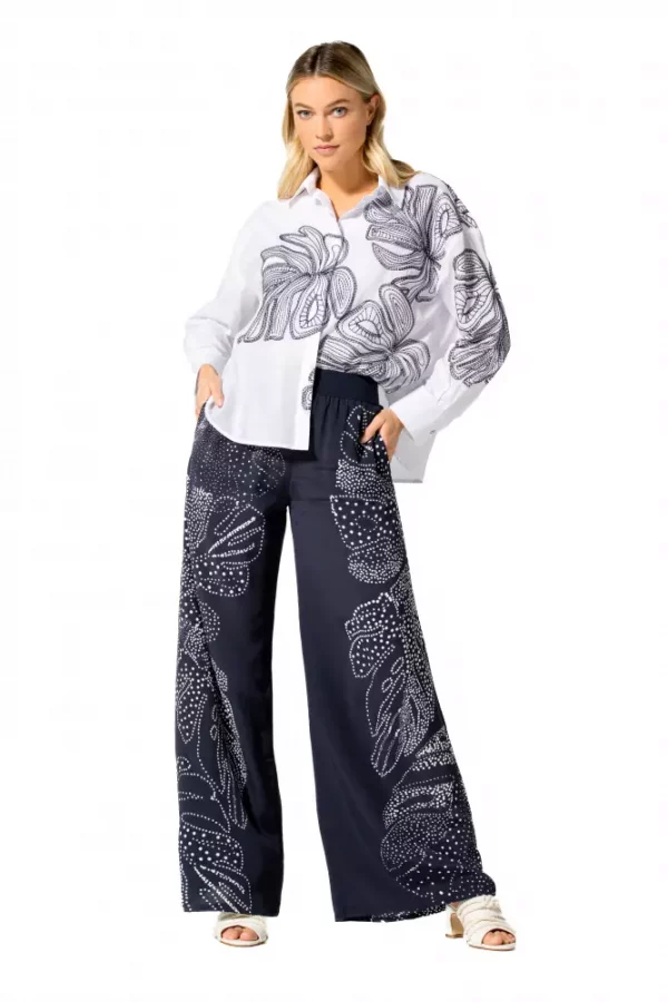 Pantalon Long Taille Moyenne élastique Fluide Droit Imprimé – Image 2